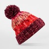 Corkscrew Pom Pom Beanie - B486:Cherry Sherbet, 100% acrylic, One Size